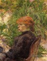 rothaarige Frau im Garten m Wald sitzt 1889 Toulouse Lautrec Henri de